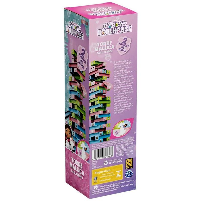 Jogo Torre Maluca Gabby’s Dollhouse – Diversão, Estratégia e Equilíbrio