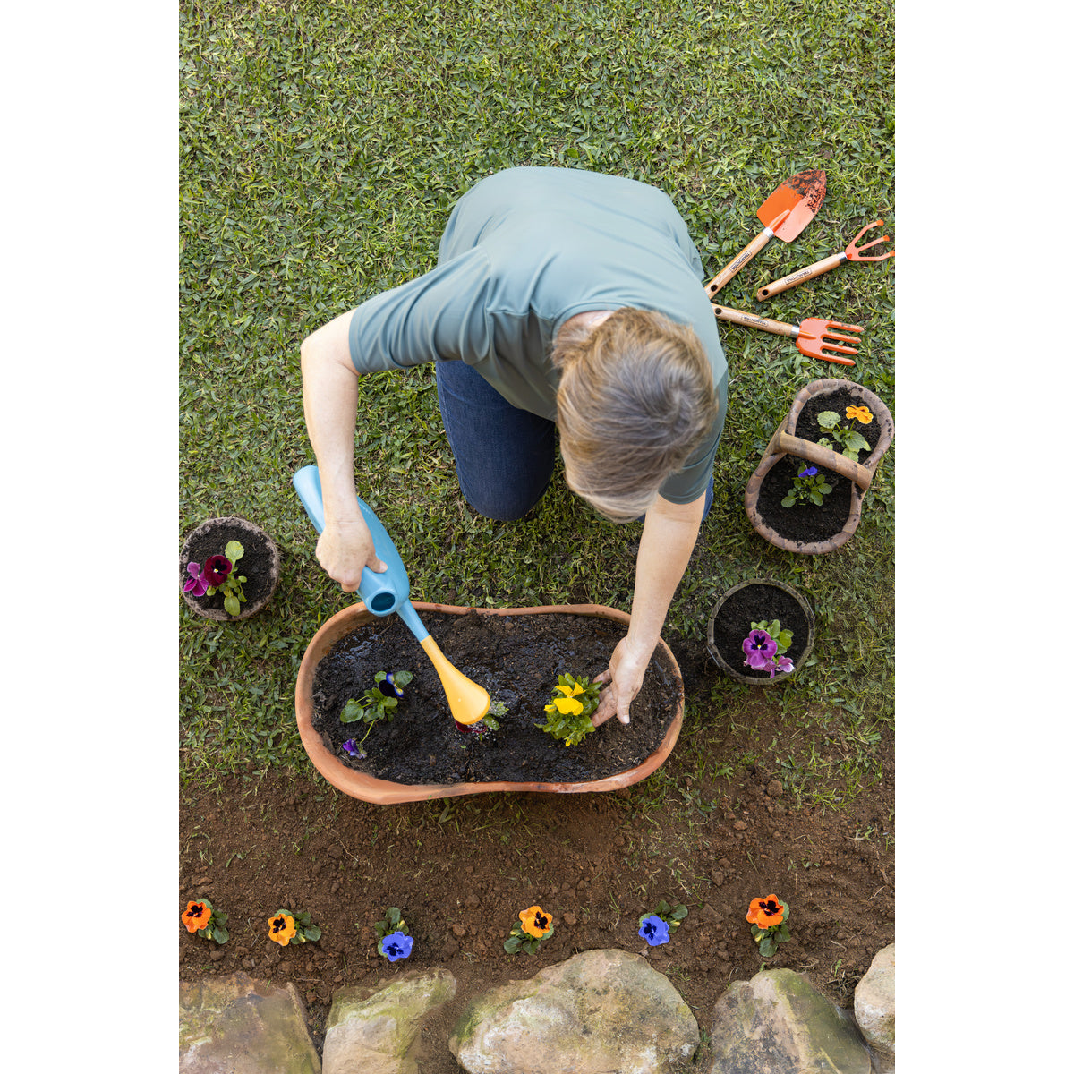 Jogo para Jardinagem Tramontina 3 Peças – Ferramentas Metálicas com Cabo de Madeira