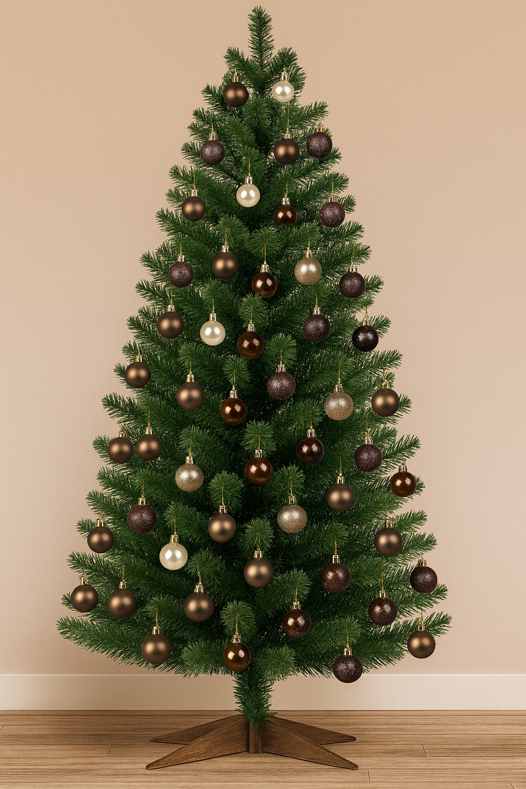 Bolas de Natal Merita 3cm Marrom e Bege 36 Unidades – Encanto e Sofisticação para Sua Decoração