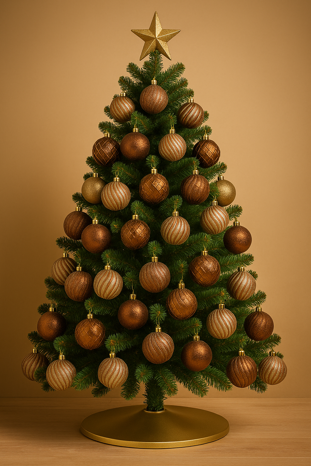 Bolas de Natal Merita 8cm Decoradas Marrom e Dourado 4 Unidades – Elegância e Brilho para Sua Decoração