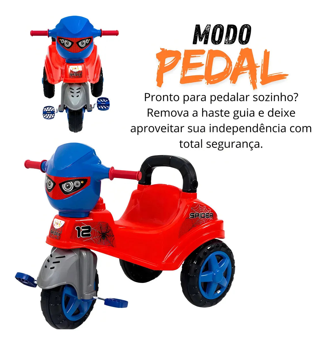 Triciclo Infantil Pedal Carrinho De Empurrar Com Haste Menino Menina Dia das Crianças