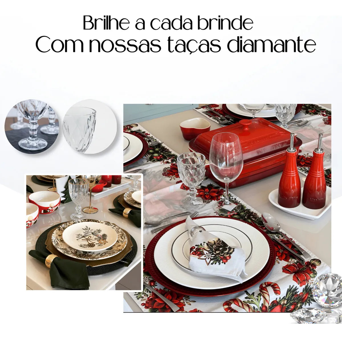 Jogo 6 Taças Diamante Vidro 330ml Copo Diamond Moderno Luxo Transparente Butter Cream Diamante Lapidado