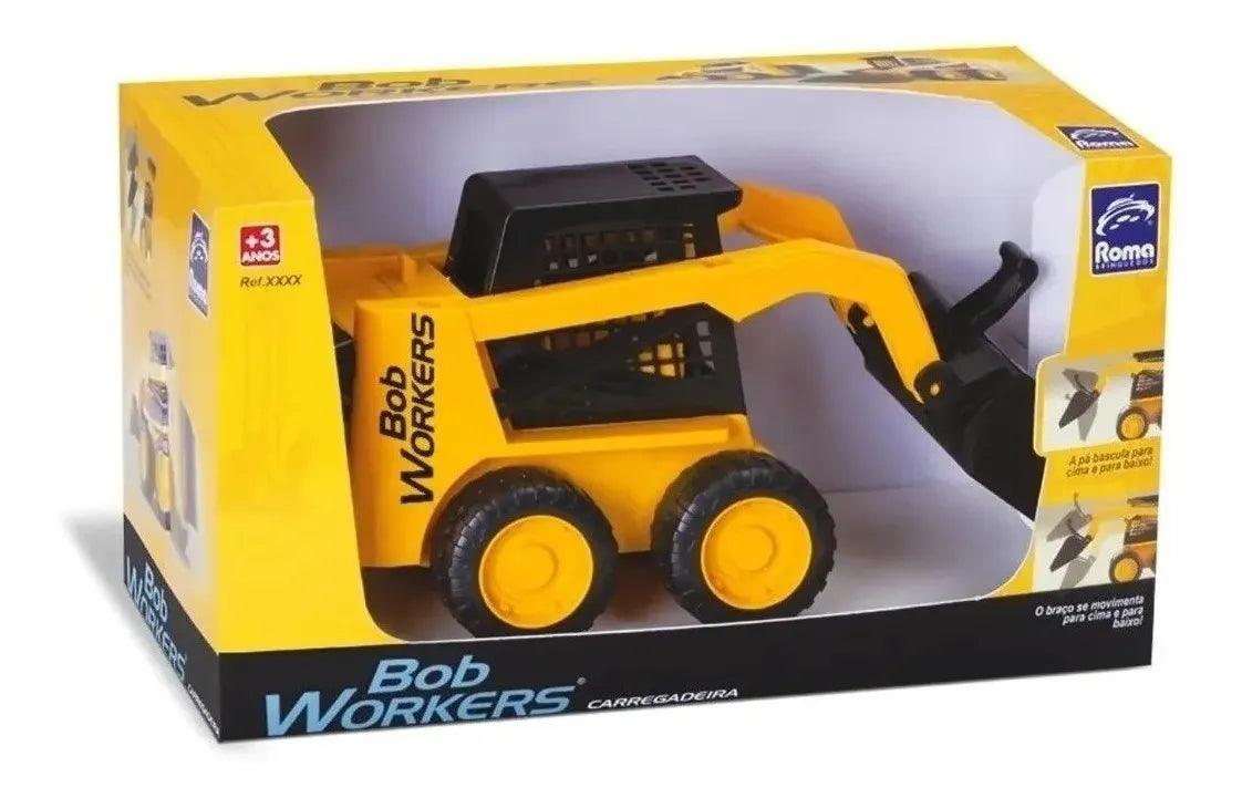 Trator Brinquedo Bob Workers Carregadeira - Estilo Bob Cat Amarelo
