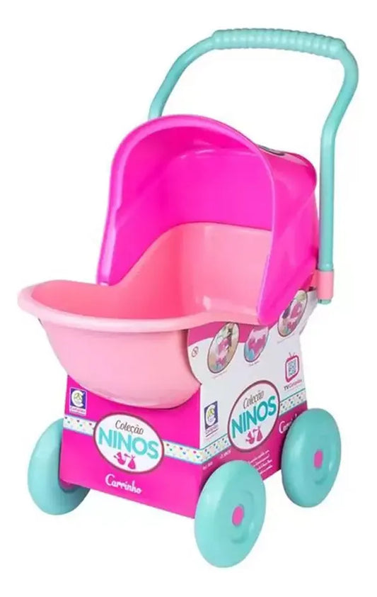 Carrinho De Bonecas Brinquedo Coleção Ninos Presente Menina Rosa Seg Imports