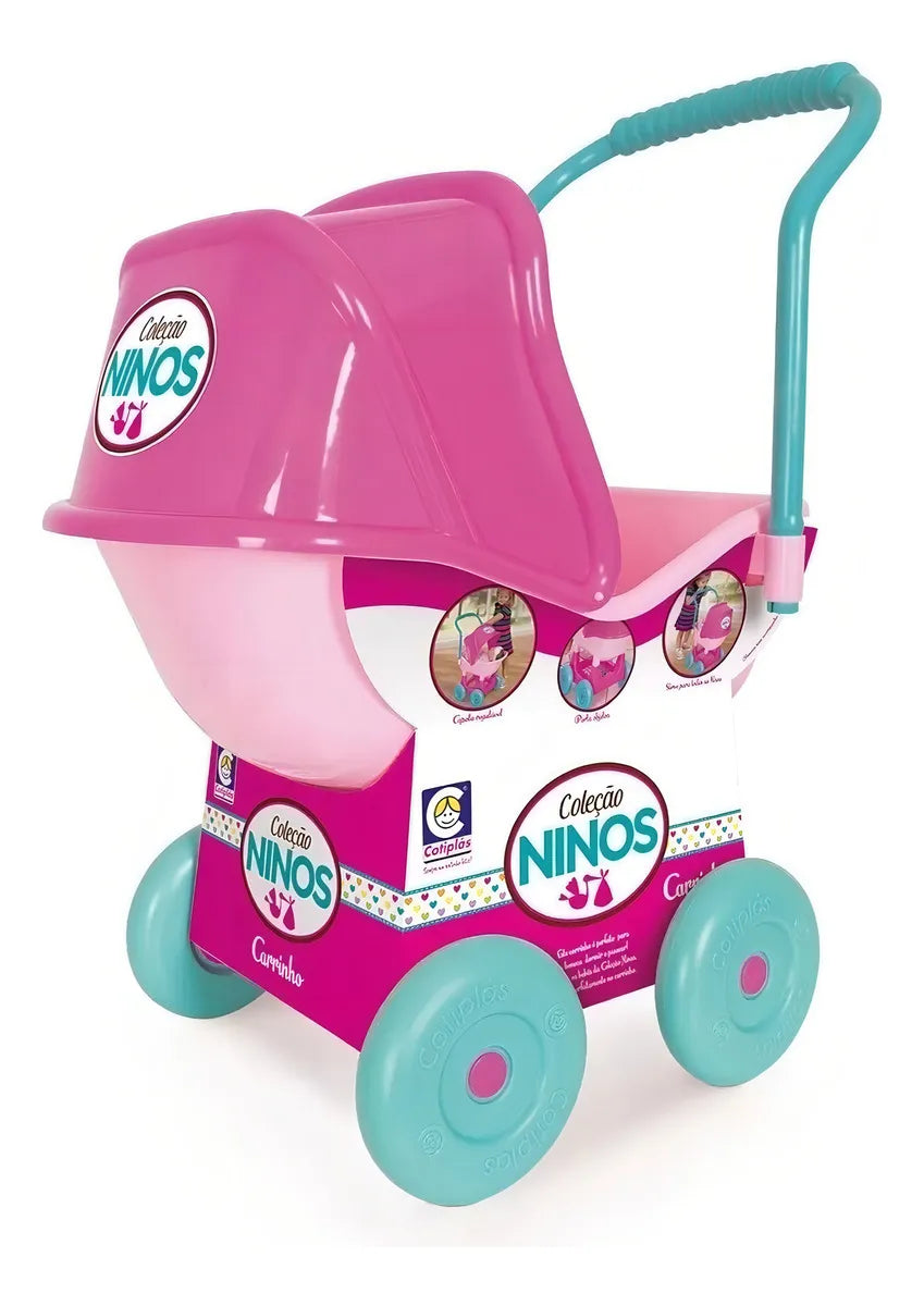Carrinho De Bonecas Brinquedo Coleção Ninos Presente Menina Rosa Seg Imports