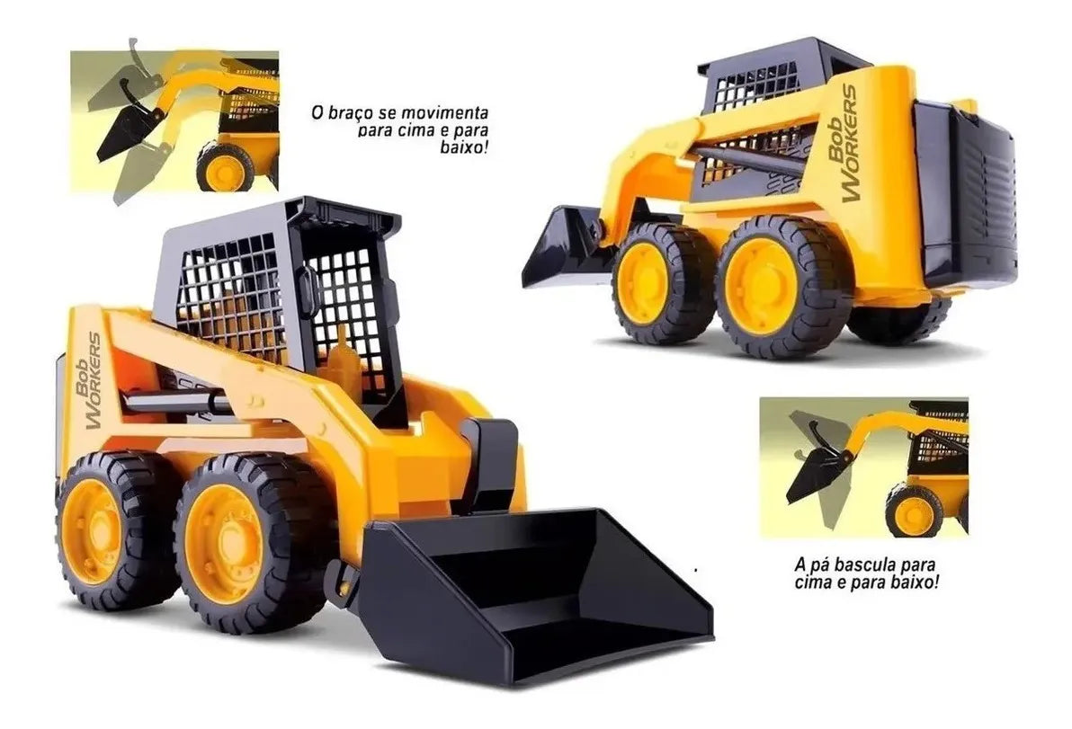 Trator Brinquedo Bob Workers Carregadeira - Estilo Bob Cat Amarelo