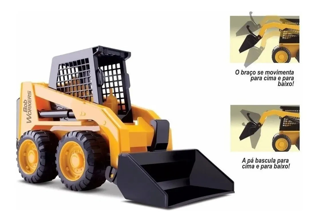 Trator Brinquedo Bob Workers Carregadeira - Estilo Bob Cat Amarelo