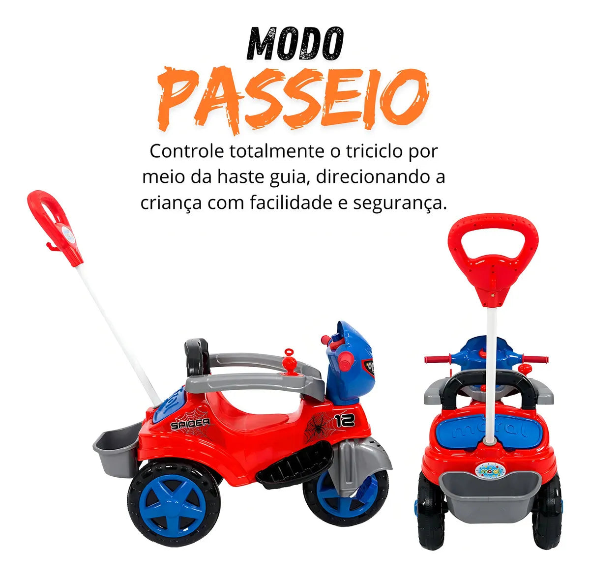 Triciclo Infantil Pedal Carrinho De Empurrar Com Haste Menino Menina Dia das Crianças