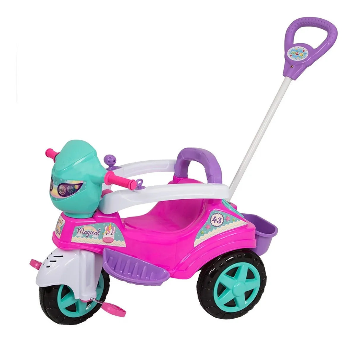 Triciclo Infantil Pedal Carrinho De Empurrar Com Haste Menino Menina Dia das Crianças
