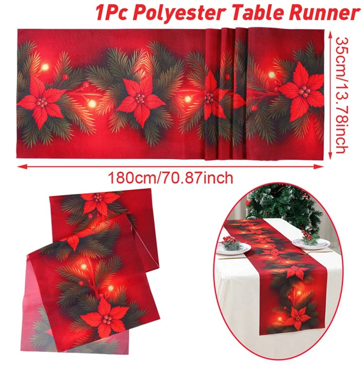 Caminho de Mesa de Natal – Decoração Merry Christmas para Casa, Festa e Ano Novo