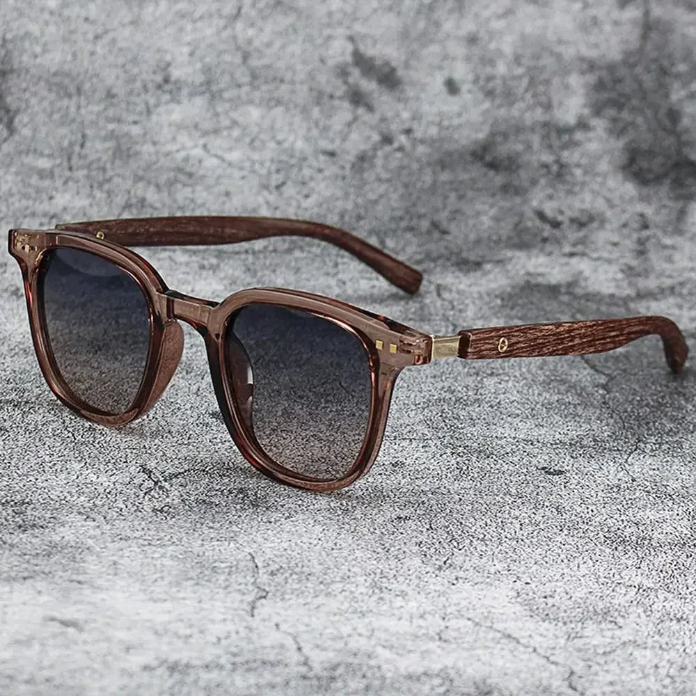 Óculos de Sol Retrô Madeira Estilo Wood Grain – Lentes Polarizadas com Proteção UV, Unissex para Ciclismo, Passeios ao Ar Livre e Urbano