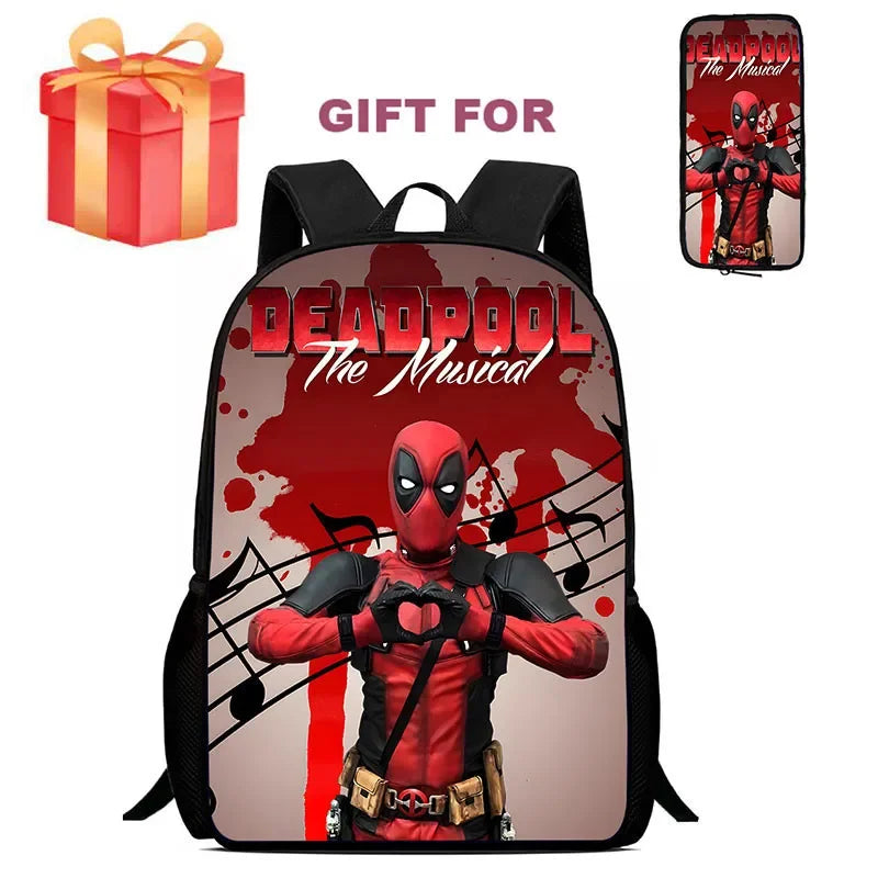 Mochila Infantil Deadpool & Wolverine com Estojo – Conjunto 2 Peças, Durável para Escola e Jardim de Infância