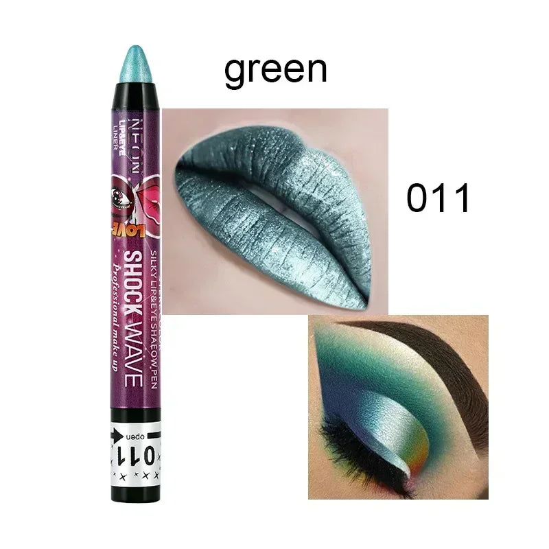 Lápis 2 em 1 Sombra e Batom – À Prova d’Água, Longa Duração e Efeito Glitter