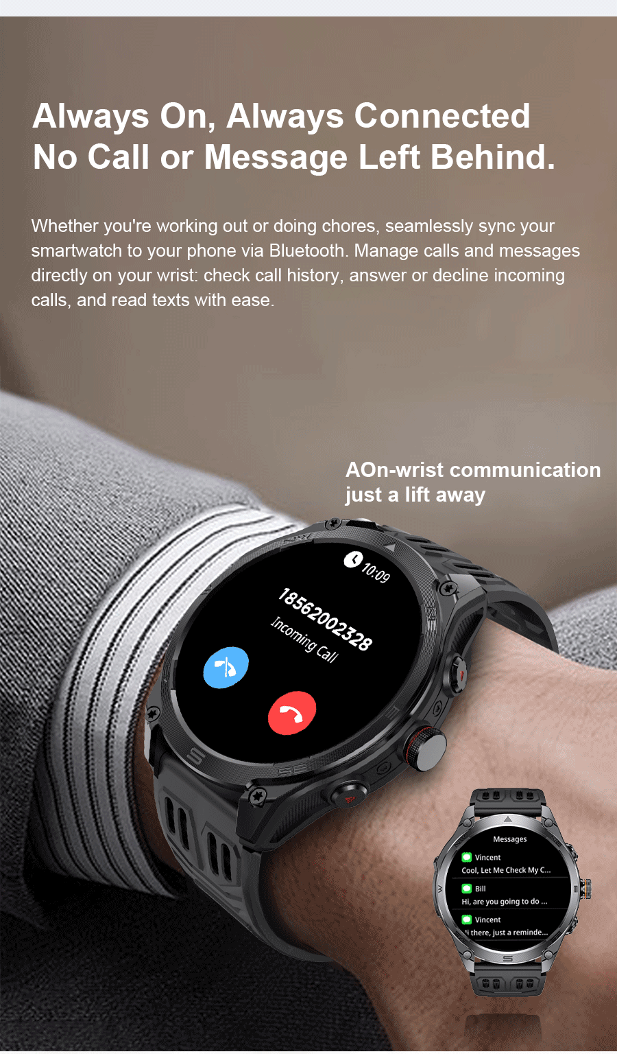 Smartwatch Militar 2025 – GPS, Bússola, Lanterna, 10ATM e Bateria 1000mAh