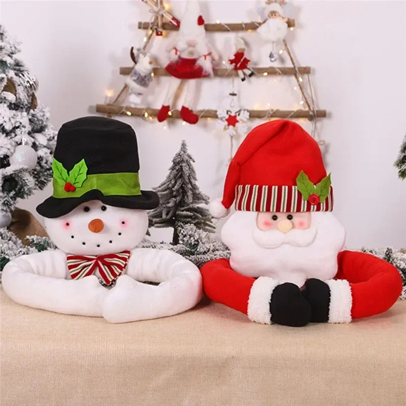 Boneco 105cm Papai Noel e Boneco de Neve para Abraçar a Árvore – Decoração Natalina Exclusiva para Deixar Sua Casa Encantadora no Natal 2025