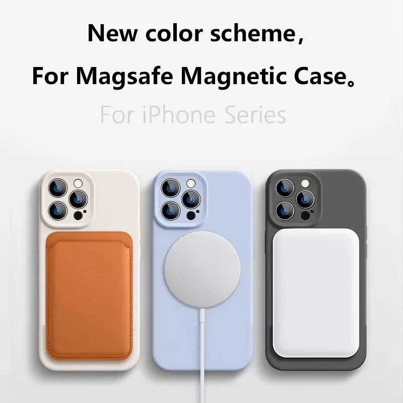 Capa de Celular em Silicone Líquido com MagSafe – Proteção Magnética p/ iPhone 11 ao 16 Pro Max