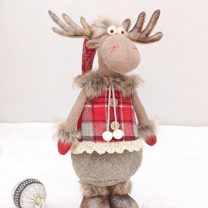 Boneco Alce de Natal em Tecido Vermelho Retrátil – Decoração Exclusiva para Presentear e Encantar sua Casa no Natal 2026