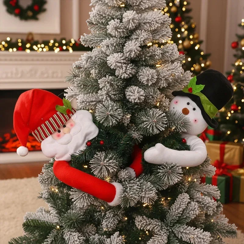 Boneco 105cm Papai Noel e Boneco de Neve para Abraçar a Árvore – Decoração Natalina Exclusiva para Deixar Sua Casa Encantadora no Natal 2025