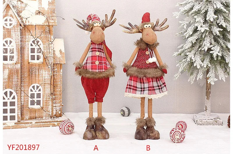 Boneco Alce de Natal em Tecido Vermelho Retrátil – Decoração Exclusiva para Presentear e Encantar sua Casa no Natal 2026