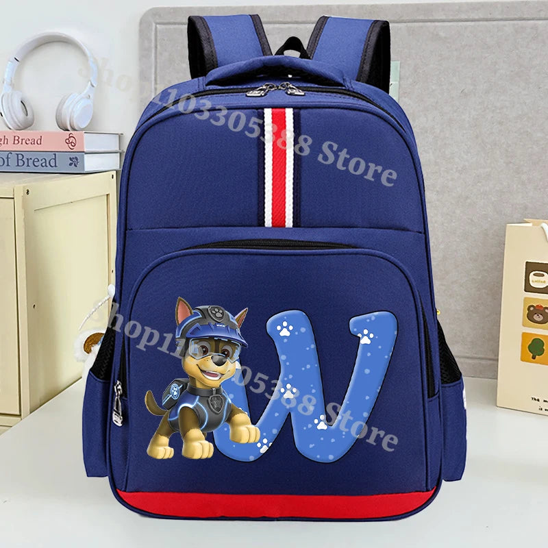Mochila Escolar Patrulha Canina – Estampa com Letras, Grande Capacidade para Estudantes, Meninos e Meninas