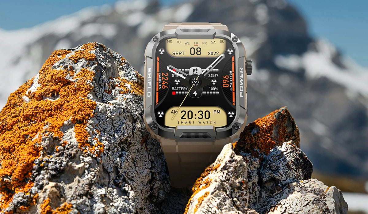 Smartwatch Militar 2025 – GPS, Chamadas BT, Fitness, À Prova d’Água, Compatível Android e iOS