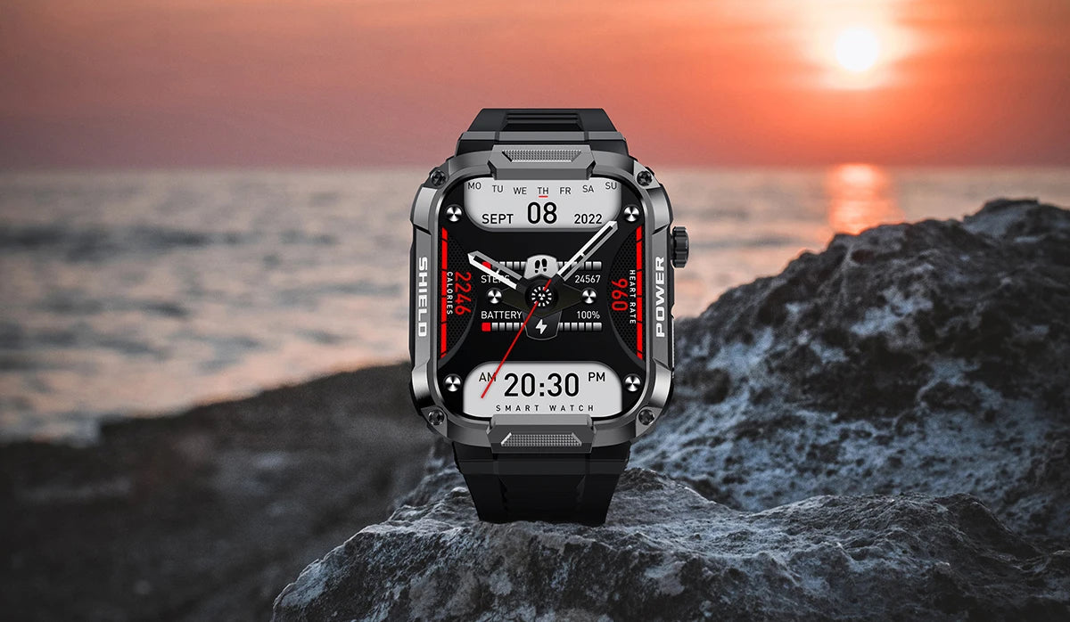 Smartwatch Militar 2025 – GPS, Chamadas BT, Fitness, À Prova d’Água, Compatível Android e iOS