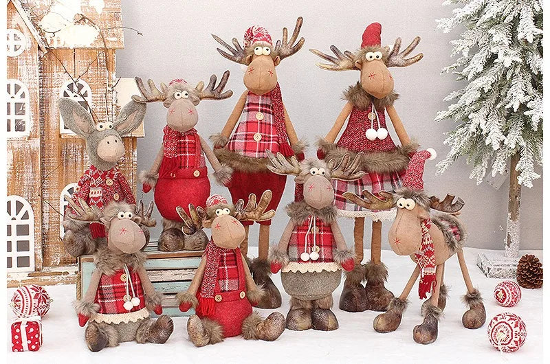 Boneco Alce de Natal em Tecido Vermelho Retrátil – Decoração Exclusiva para Presentear e Encantar sua Casa no Natal 2026