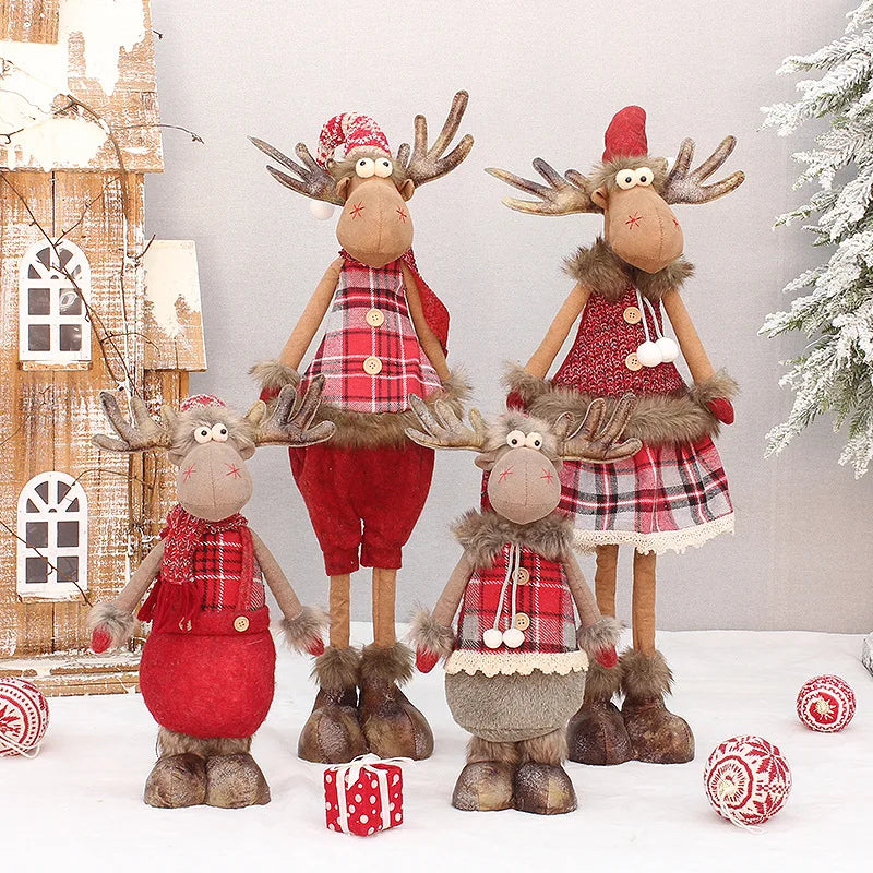 Boneco Alce de Natal em Tecido Vermelho Retrátil – Decoração Exclusiva para Presentear e Encantar sua Casa no Natal 2026