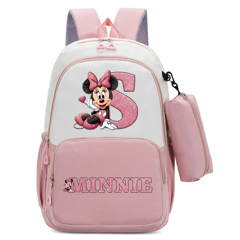 Conjunto Infantil 2 Peças Disney Mickey & Minnie – Mochila Grande com Estojo, Estilo Cartoon, Ideal para Escola