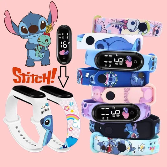 Relógio Digital Infantil Disney com LED Luminoso – Toque, Resistente à Água, Esportivo e Ideal para Presente
