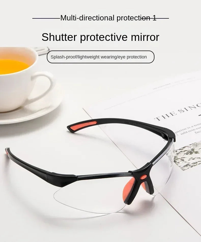 Óculos de Proteção Transparente – À Prova de Vento, Poeira e Respingos, Visão Panorâmica 180° para Ciclismo, Trabalho e Laboratório