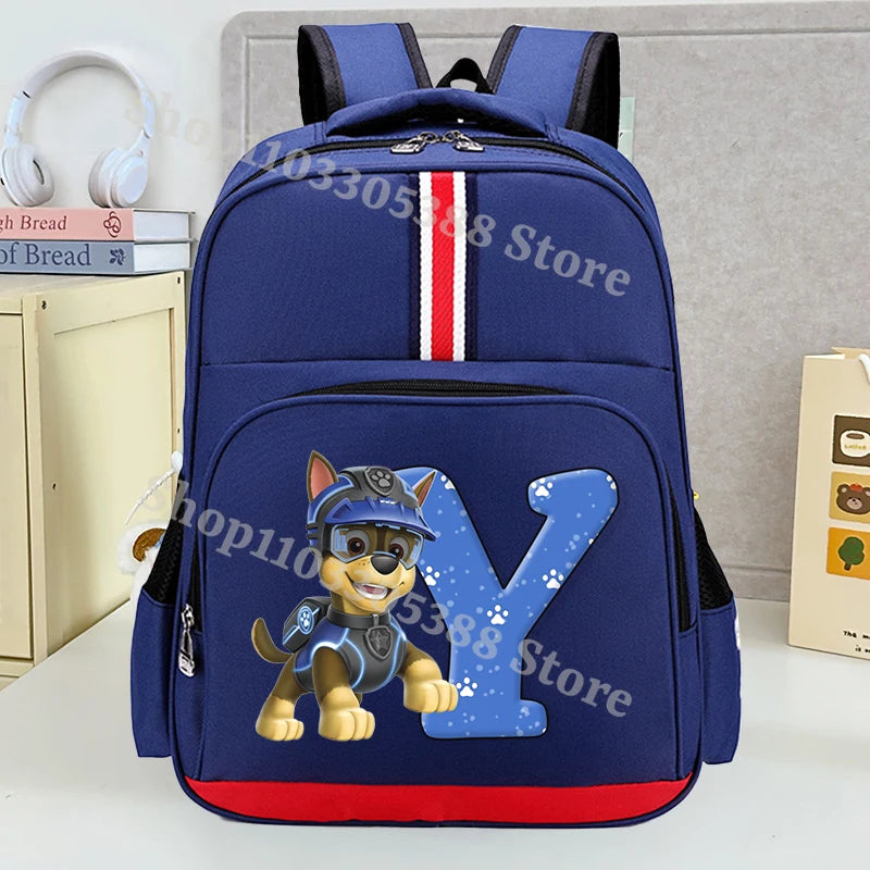 Mochila Escolar Patrulha Canina – Estampa com Letras, Grande Capacidade para Estudantes, Meninos e Meninas