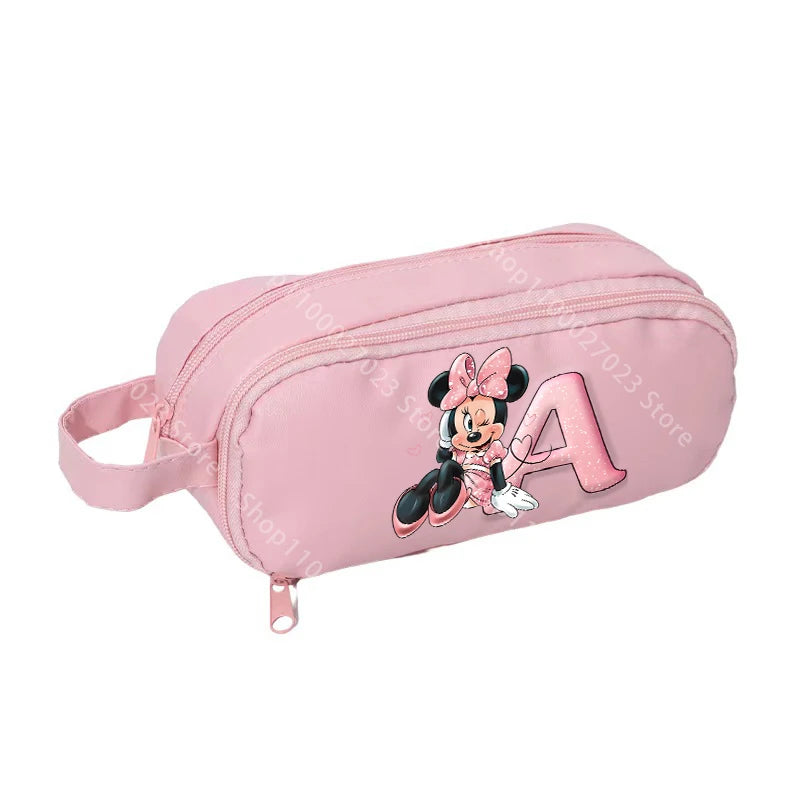 Estojo Disney Minnie Mouse – Organizador  Grande e Prático para Escola com Inicial do Nome .