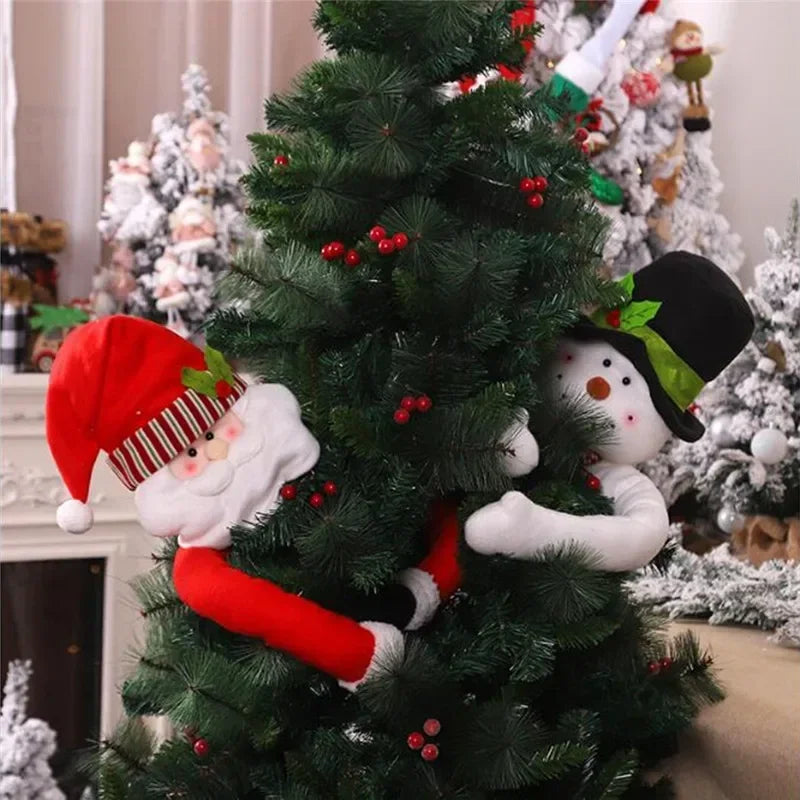 Boneco 105cm Papai Noel e Boneco de Neve para Abraçar a Árvore – Decoração Natalina Exclusiva para Deixar Sua Casa Encantadora no Natal 2025