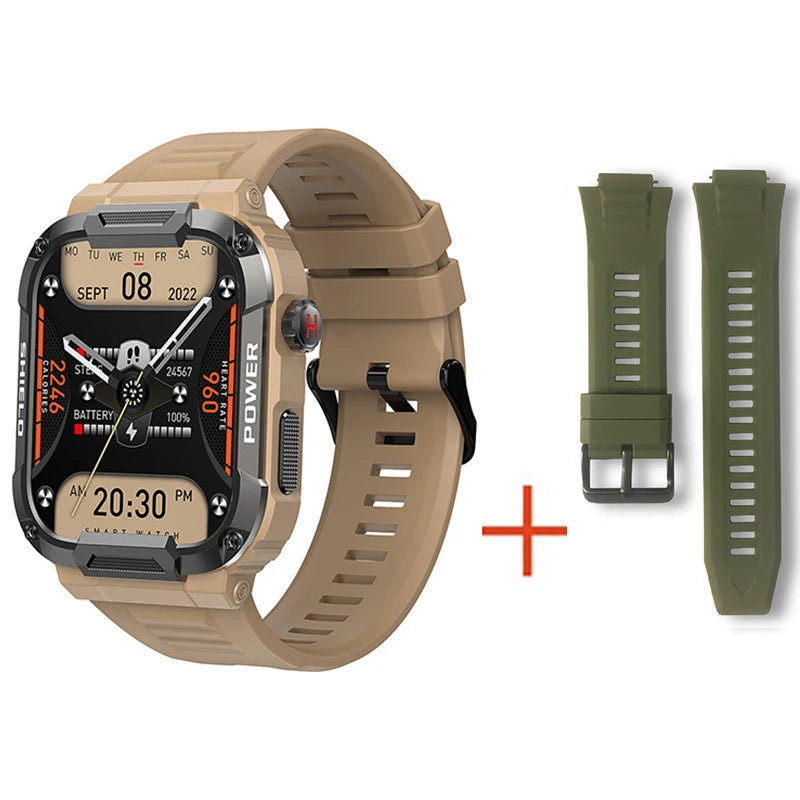 Smartwatch Militar 2025 – GPS, Chamadas BT, Fitness, À Prova d’Água, Compatível Android e iOS