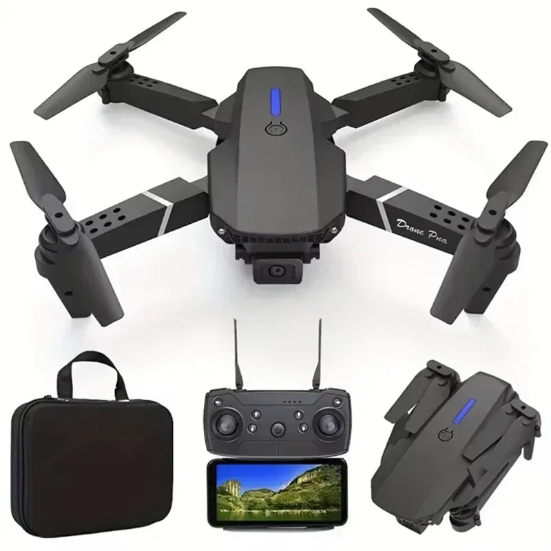 Drone Profissional E88Pro 4K – Câmera Dupla HD, Grande Angular, Dobrável com Wi-Fi FPV