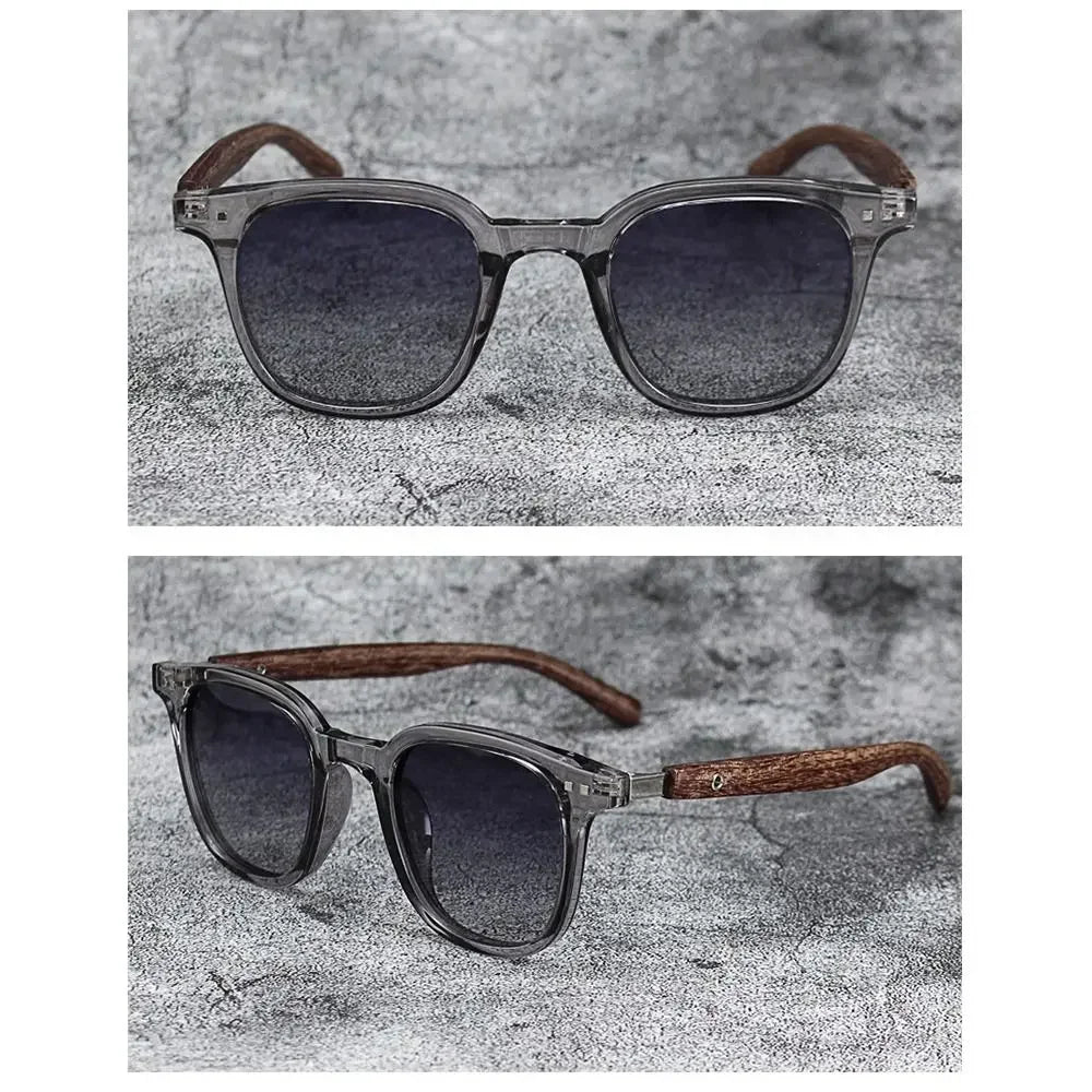 Óculos de Sol Retrô Madeira Estilo Wood Grain – Lentes Polarizadas com Proteção UV, Unissex para Ciclismo, Passeios ao Ar Livre e Urbano
