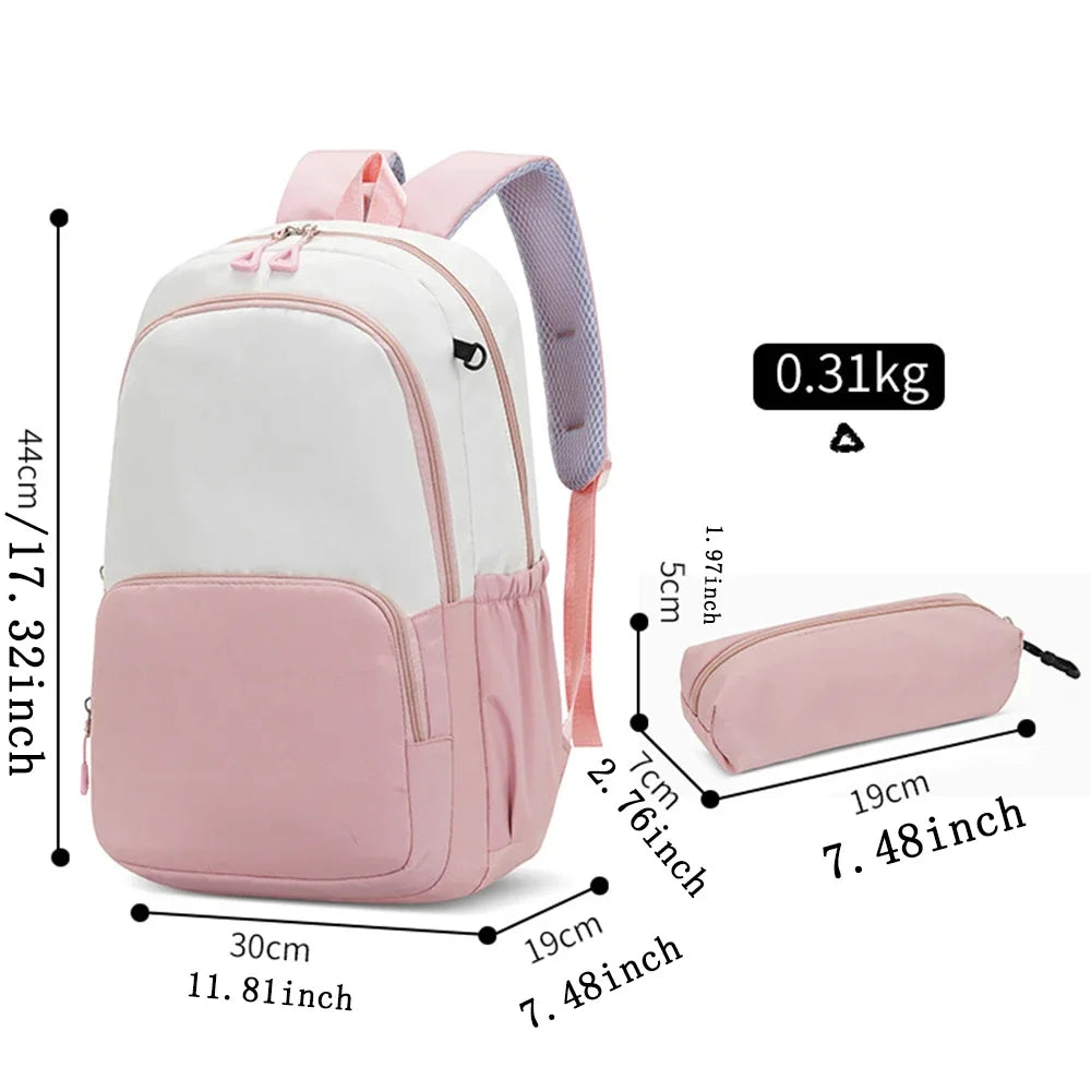 Conjunto Infantil 2 Peças Disney Mickey & Minnie – Mochila Grande com Estojo, Estilo Cartoon, Ideal para Escola