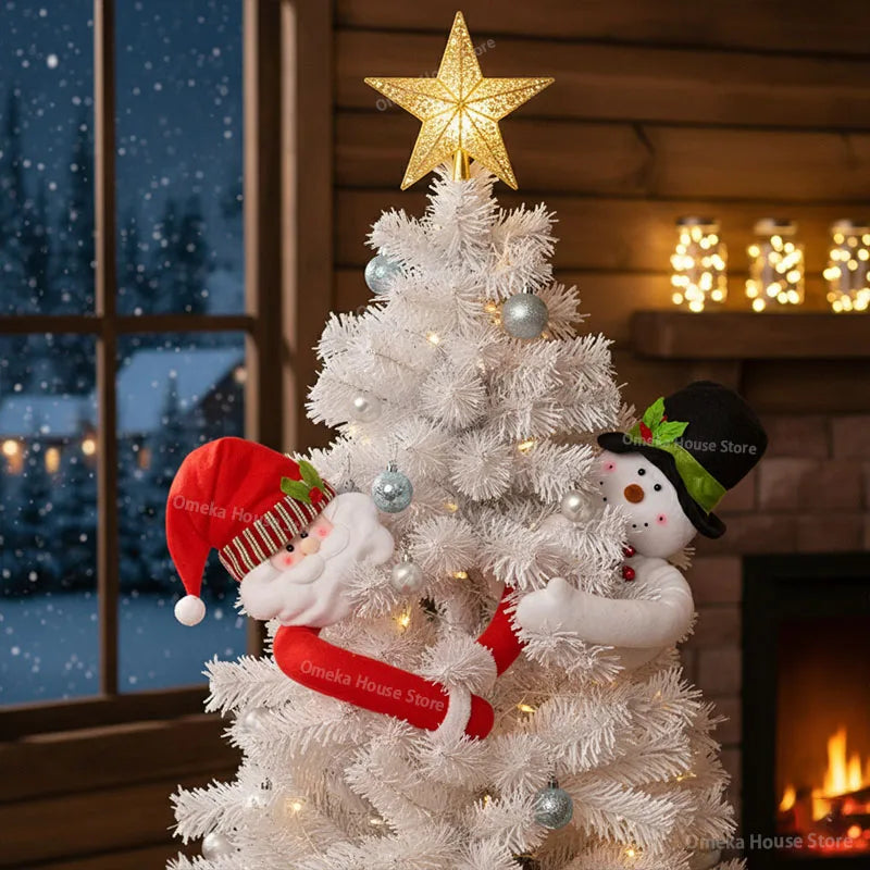 Boneco 105cm Papai Noel e Boneco de Neve para Abraçar a Árvore – Decoração Natalina Exclusiva para Deixar Sua Casa Encantadora no Natal 2025