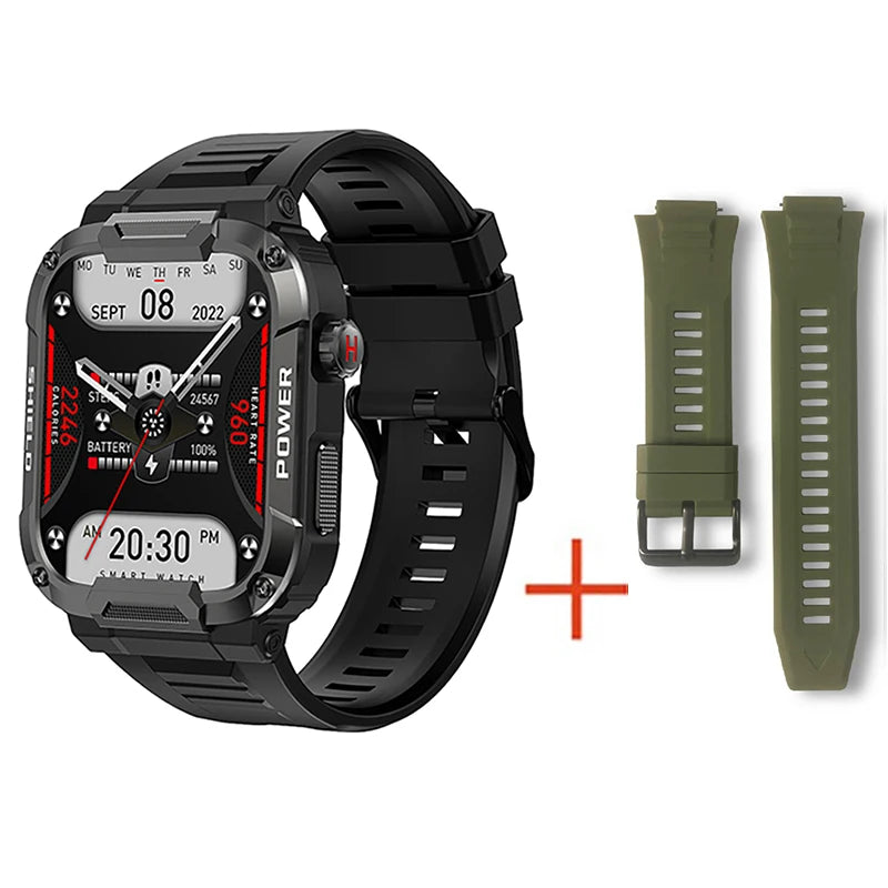 Smartwatch Militar 2025 – GPS, Chamadas BT, Fitness, À Prova d’Água, Compatível Android e iOS