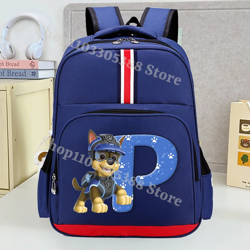Mochila Escolar Patrulha Canina – Estampa com Letras, Grande Capacidade para Estudantes, Meninos e Meninas