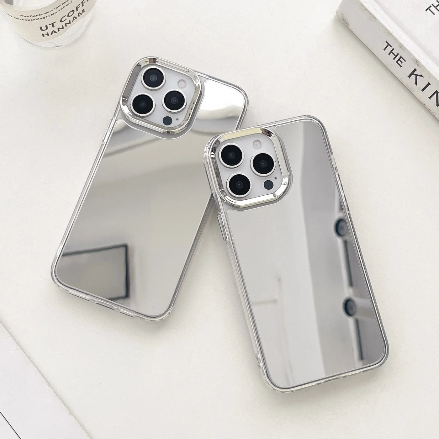 Capa de Celular Espelhada Luxo – Acrílico Resistente com Acabamento Metalizado p/ iPhone 11 ao 17 Pro Max