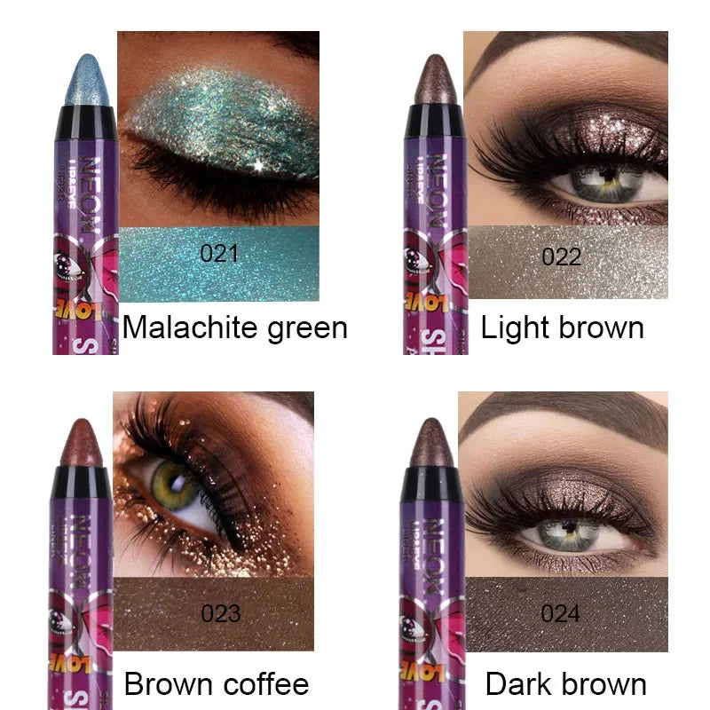Lápis 2 em 1 Sombra e Batom – À Prova d’Água, Longa Duração e Efeito Glitter