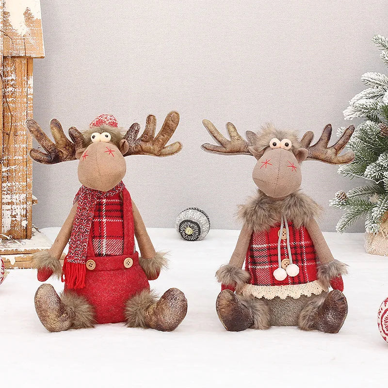 Boneco Alce de Natal em Tecido Vermelho Retrátil – Decoração Exclusiva para Presentear e Encantar sua Casa no Natal 2026