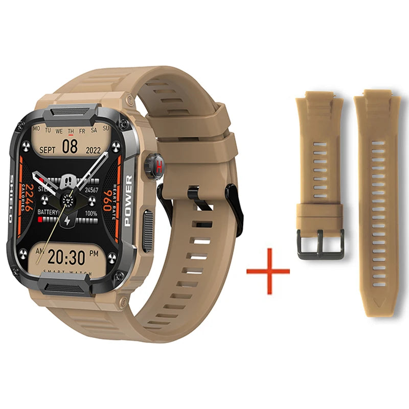 Smartwatch Militar 2025 – GPS, Chamadas BT, Fitness, À Prova d’Água, Compatível Android e iOS