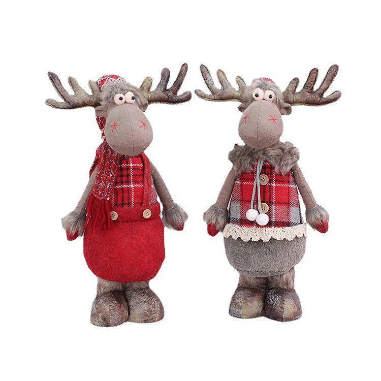 Boneco Alce de Natal em Tecido Vermelho Retrátil – Decoração Exclusiva para Presentear e Encantar sua Casa no Natal 2026