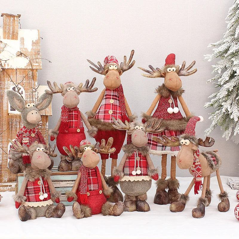 Boneco Alce de Natal em Tecido Vermelho Retrátil – Decoração Exclusiva para Presentear e Encantar sua Casa no Natal 2026