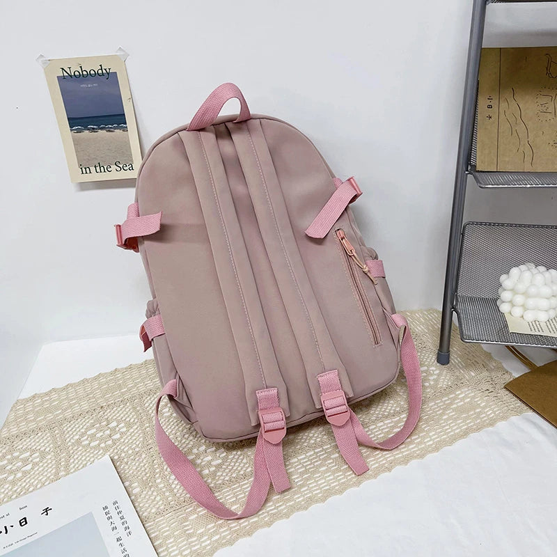 Mochila Feminina Impermeável Multi-Bolsos – Estilo Kawaii para Escola, Faculdade e Laptop