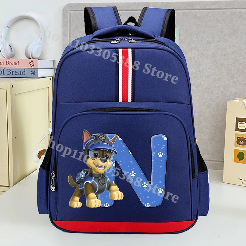 Mochila Escolar Patrulha Canina – Estampa com Letras, Grande Capacidade para Estudantes, Meninos e Meninas