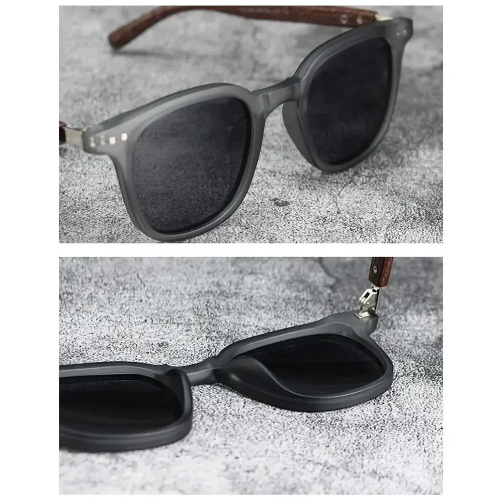 Óculos de Sol Retrô Madeira Estilo Wood Grain – Lentes Polarizadas com Proteção UV, Unissex para Ciclismo, Passeios ao Ar Livre e Urbano